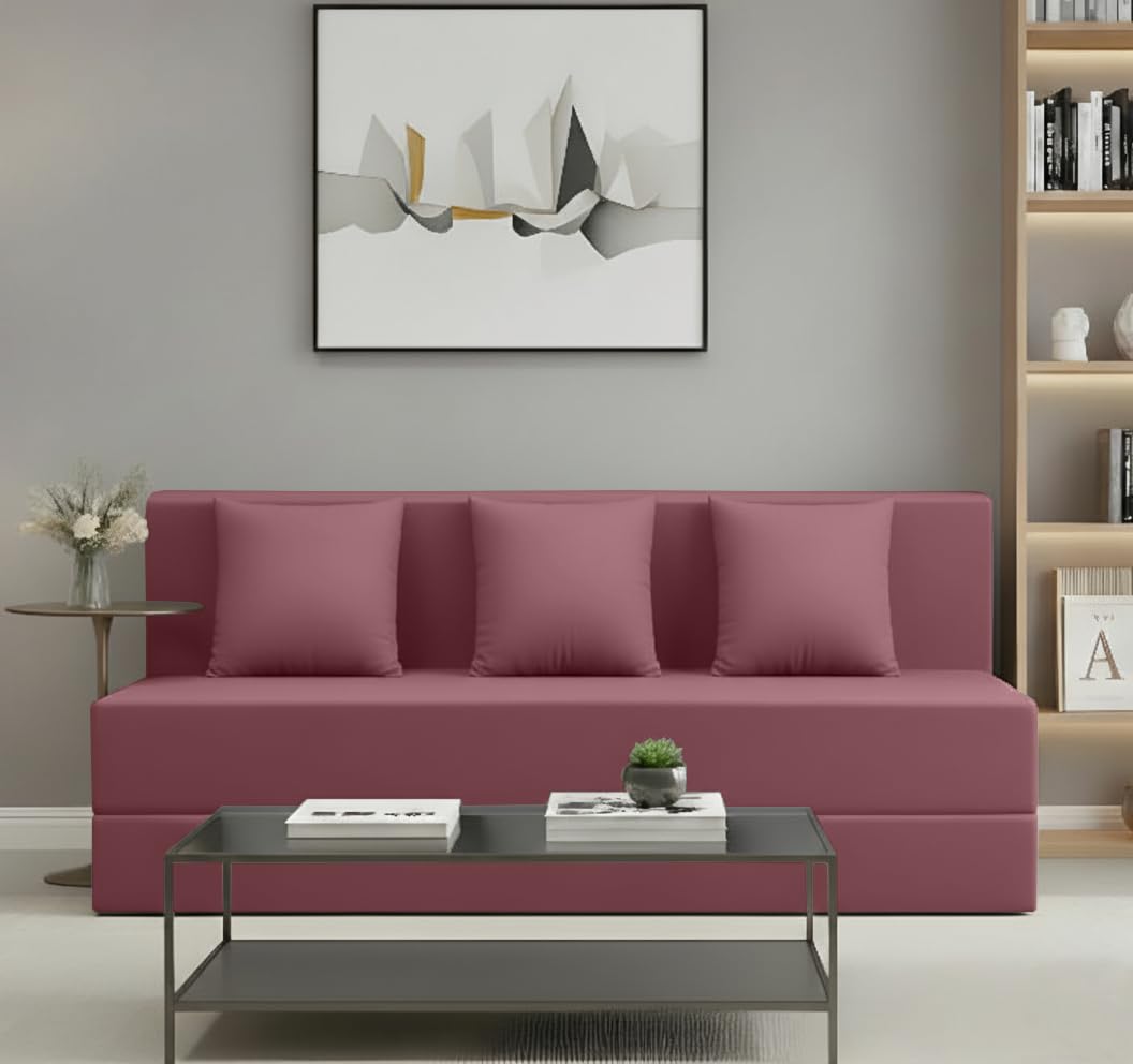 AMATA Instant 3 Seater Foldable Sofa Cum Bed Move Suede Velvet Fabric with 2 Pillow Perfect for Home Living Office Room and Guests (3 Year Warranty) (Move, Instant 3 Seater Sofa Cum Bed)-picture-29