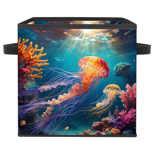 Boîte de rangement pliable grand cube méduse mignonne maison durable - 2