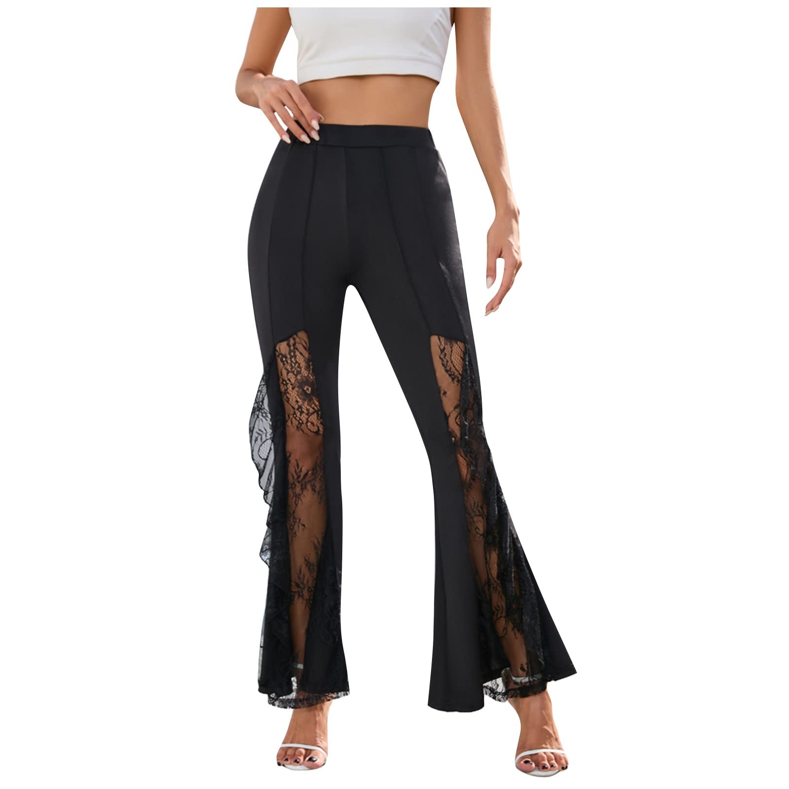 Pant for Women's Autumn Fall Vintage Retro Elastic Label Pure Color Concert Solid Pants FF127