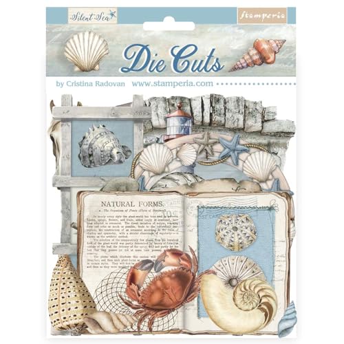 Stamperia - Die Cuts for Scrapbooking, Albums, Card Making, Bullet Journalling and More, Laser Cut Cardboard Shapes, Easy to Glue, Perfect for Hobbies, Crafts, and Gifting (Silent Sea) (Assorted)