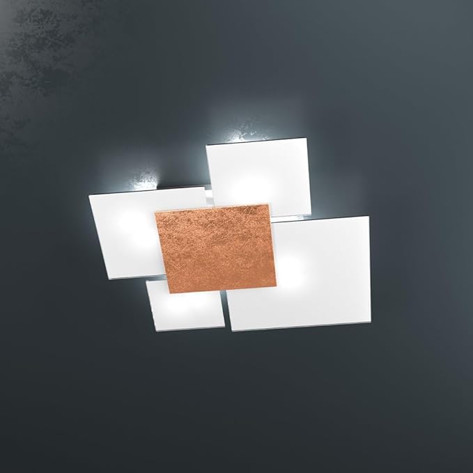 Top Light Moderne plafondlamp upgrade metalen blad koper en glas 4 lampen E27 71 cm photo 2