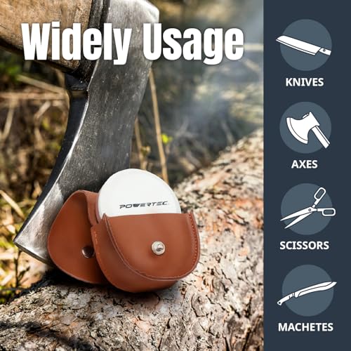 image for POWERTEC Axe & Hatchet Sharpening Stone, Dual Grit 180/320 Round Sharp