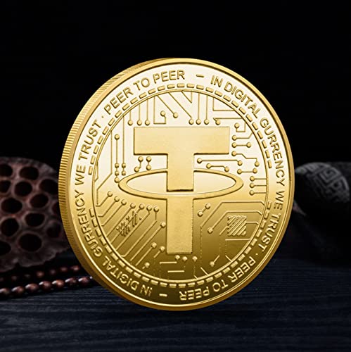 2 Pieces USDT Coin Physical Crypto Coins Tether Cryptocurrency Made Tangible Cryptobitcoins Novelty Hobby Commemorative Coin, Gold - Image 3