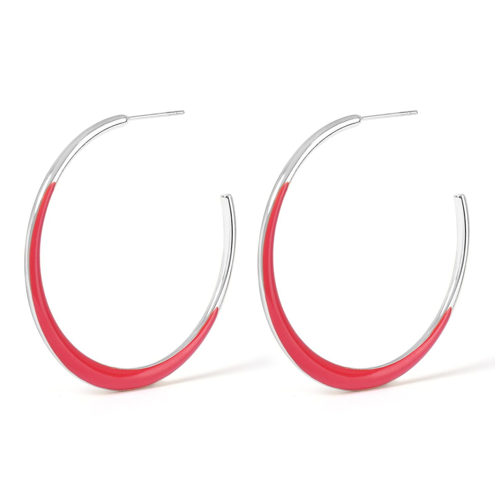 TaYolnFaSo Bunte, große Emaille-Creolen für Damen, 18 Karat vergoldet, C-förmig, hypoallergen, runder Emaille-Schmuck, ideal für Ehefrau oder Freundin
