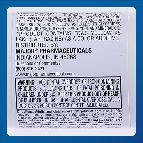 Major Ferosul - Ferrous Sulfate 325mg Tablets with 65mg of Elemental Iron - Iron Supplement for Women, Men - Green - 100 Tablets (3 Pack)