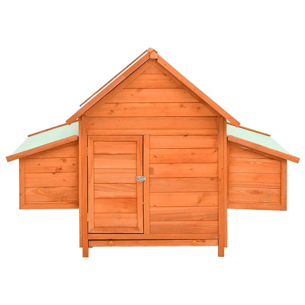 Pollaio in legno di abete massiccio, 150 x 96 x 110 cm, con 2 nidificatori, vasca da pavimento, porta, finestra, tetto impermeabile per giardino ed esterno