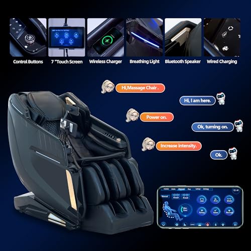 57" SL-Track 4D Massage Chair Full Body Zero Gravity Massage Chair Recliner Shiatsu with Heat, AI Voice Control, Foot Roller & 3-Zone Heating - Home Electric Massager for Mom/Wife/Dad/Home Office - Image 8