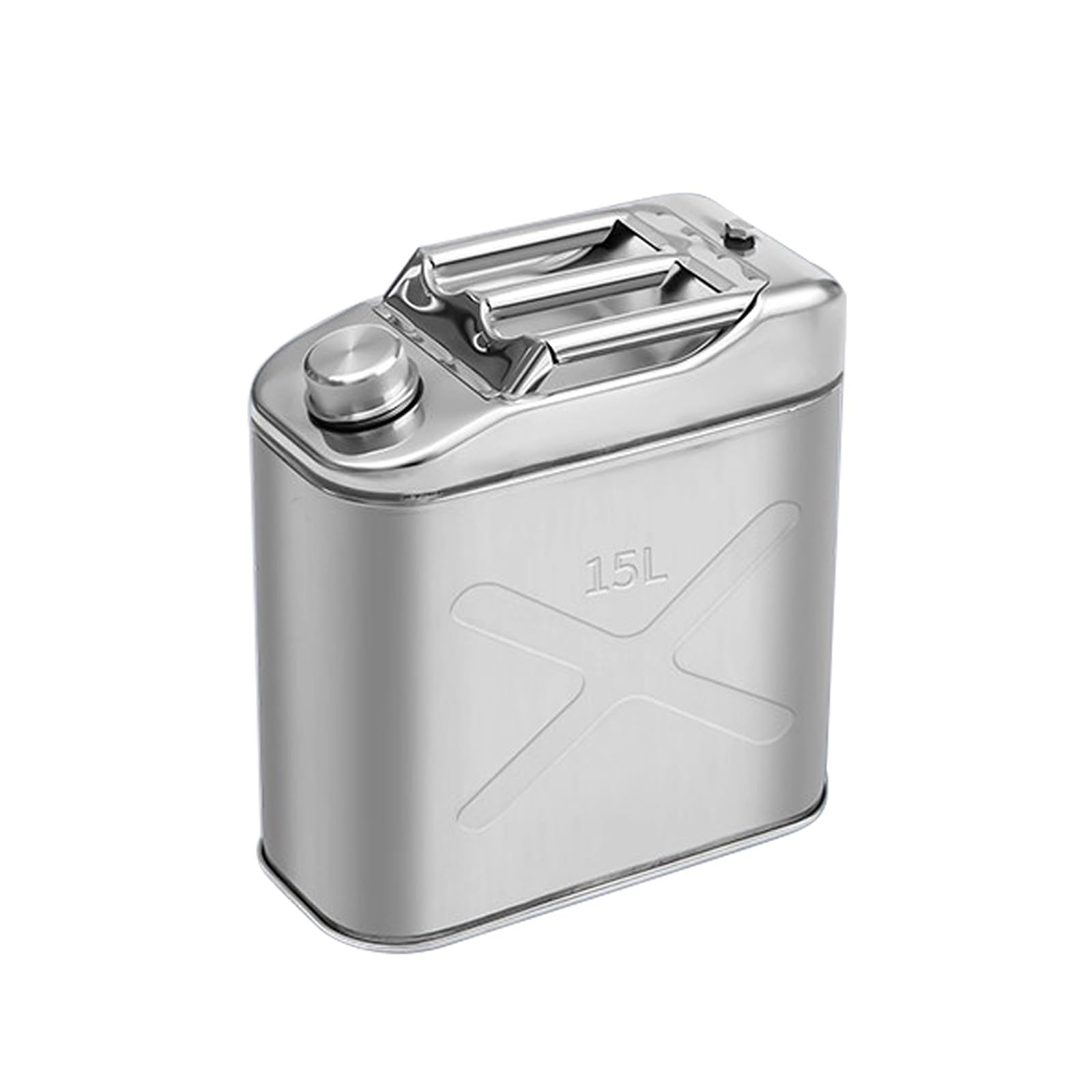 304 Stainless Steel Jerry Can, 0.6mm Metal Fuel Can, with Flexible Spout & Air Vent, Leakproof Portable Gas Can for Gasoline, Diesel, Camping(15L/3.9Gla)