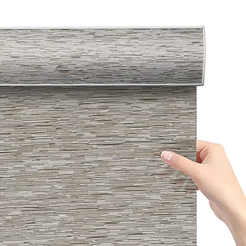 Hotsoon Light Filtering Roller Blinds For Windows Cordless Jacquard Roller Shades With Cassette Valance Semi Sheer Custom Window Shades For Home Office Bedroom Living Room Light Brown #TOP26