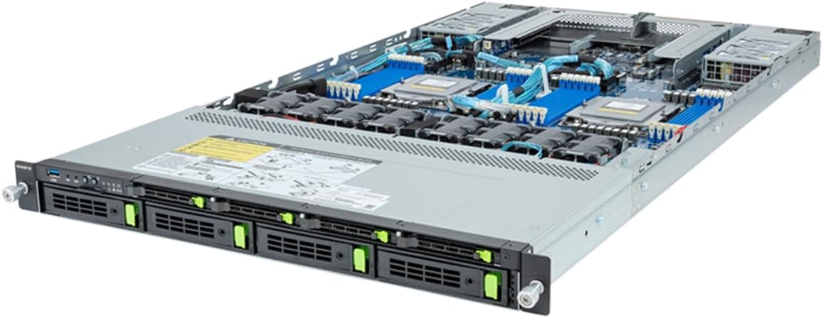 Rack Server Barebone R183-Z91 rev. AAD1 1U AMD EPYC 9004, Dual CPU, 3X Gen3 M.2, 24x DIMMs, 8X Gen4 NVMe/SATA/SS Bays