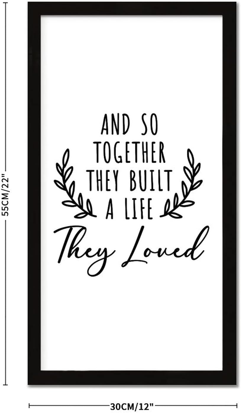 Scripture Verses Framed Wood Plaque Family Quote Bible Verse and So Together They Built a Life They Loved Black Frame Wooden Plaque Housewarming Gift for New Home Cafe Bar Farmhouse Wall Decor 22x12in