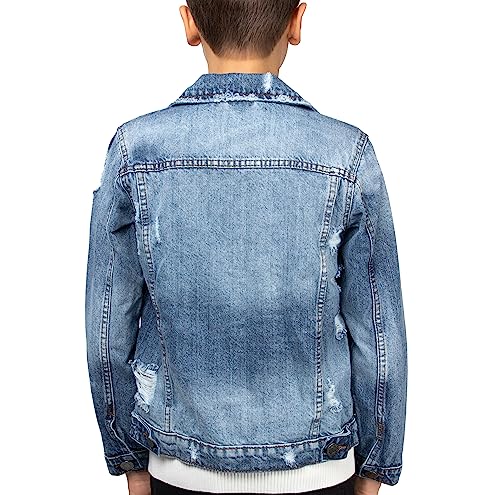 X RAY Boys Denim Jacket (Sizes 8-18), 100% Cotton & Cotton Flex Washed Fall Outerwear Trucker Casual Jean Jacket for Boys2