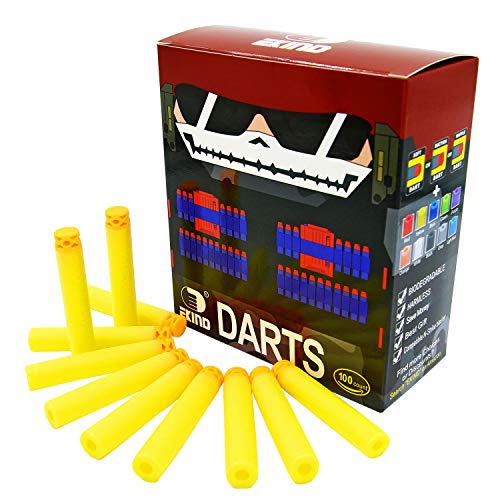 EKIND 100 Pcs 7.2cm TPR Waffles Soft Head Darts Refill Foam Bullet Compatible for Nerf Elite AccuStrike Series Blasters Toy Gun(Yellow)