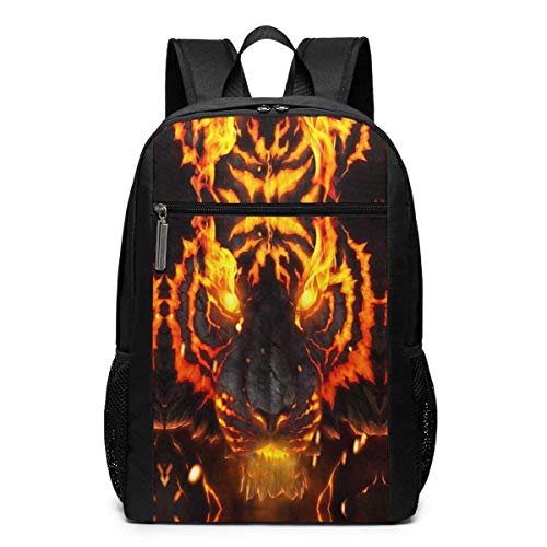 TRFashion Zaino Fire Tiger 17 Inch Backpack College Book Bags Travel Rucksack Schoolbag Book Bag For Men Women Black