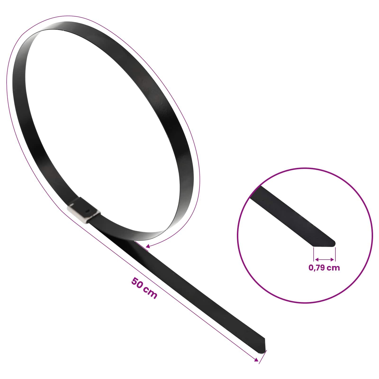 vidaXL Atadura de Cables 250 uds. 7,9 x 500 mm Negro