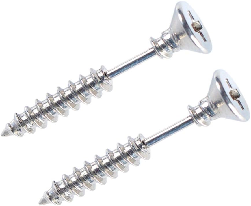 BODYA 1 Pair Silver Tone Stainless Steel Piercing Screws Ear Stud Earrings Lag Spike Hip Earring Punk Men