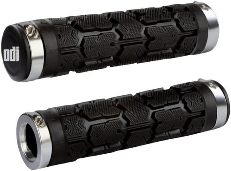 ODI Black & Silver Rogue Lock On Grips for ATV's & PWC (7/8" Handlebars)