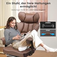 COMHOMA Gaming Stuhl, ergonomischer Bürostuhl, Schreibtischstuhl mit verstellbare Armlehnen, Taschenfederkern-Lendenwirbelstütze für große und hohe Personen, 180 kg, breiter Sitzfläche, braun – Ansicht 6