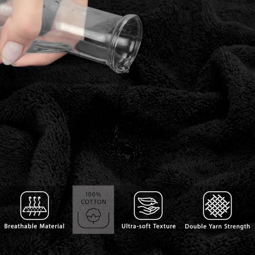 Image of Cotton Paradise 100% Cotton Turkish Towel Set, Soft Absorbent Quick Dry, 2 Piece 35x70 Bath Sheet Set, Coal Black