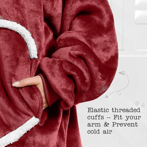 Image of Oversized Wearab Blanket Hoodie, Cozy Flannel Blanket with Sleeves and Zipper for Women, Mens, Teens