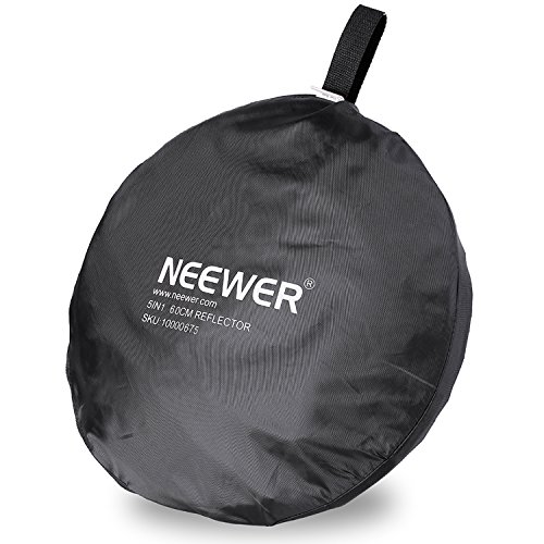 Neewer 22 Inch/60 Centimeter Light Reflector Light Diffuser 5 In 1 Collapsible Multi Disc With Bag - Translucent, Silver, Gold, White, And Black For Studio Photography Lighting And Outdoor Lighting #TOP1