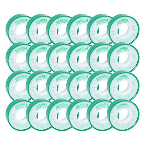 Image of Gasoila Green PTFE Thread Seal Tape - Professional-Grade, 1 /2 Inch x 260 Inch, High-Density Thread Tape for Oxygen Lines - Leak-Proof Seal, Non-Toxic, 24 Pack