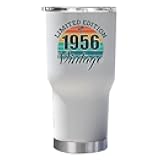 Generic 1956 Vintage Tumbler 30oz With Lid 68th Happy Birthday Cup Gift - 68 Years Old Tumblers Stainless Steel - Limited Edition 1956 Retro Sunset White Tumbler Christmas Gift