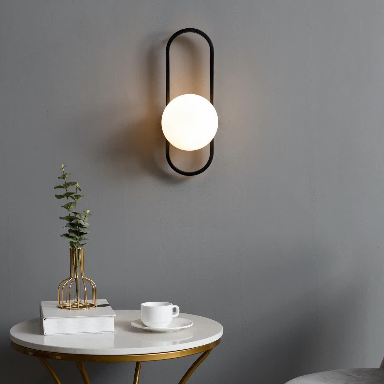 KOSILUM - Applique murale vintage noire et verre blanc - Belisto - Lumière Blanc Chaud Eclairage Salon Chambre Cuisine Couloir - - - E27 - IP20