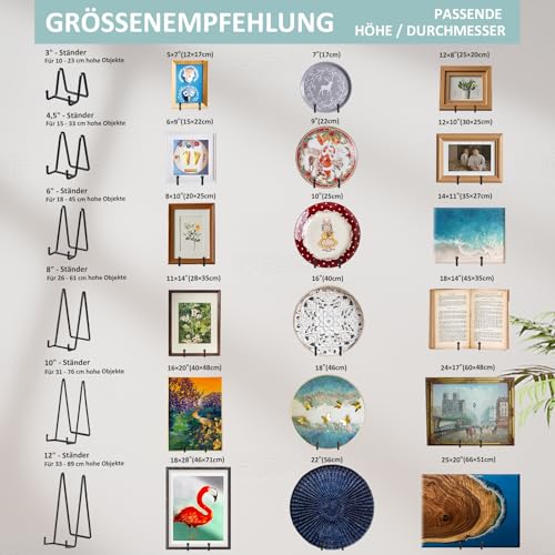 Staffelei Aufsteller Teller Ständer Groß - Tellerständer Metall für schwere Dekoteller - Superhoher Tellerhalter - Eisen Halterung fuer Buch | Bilderrahmen | Plakette - Schwarz - 2 Stück - 30,5 cm
