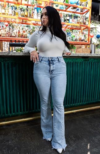 Willow Boutique High Waisted Flare Acid Wash Jeans for Women | Stretchy Bell Bottoms, V-Waist, Bootcut, Western Wear Style2