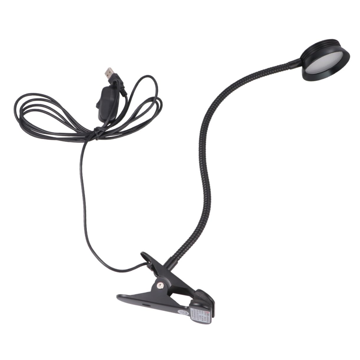 HOMSFOU Lampada da Lettura e Alimentazione USB Clip Nera LED Design Flessibile in Metallo Protezione Occhi Luce Regolabile per Lettura a Letto