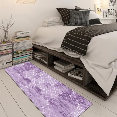 Alfombra larga lila 60x220 cm vintage lavable por metros para pasillo casa 3