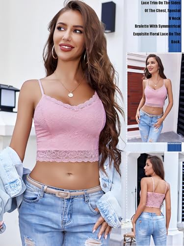 Image of Avidlove Lace Bralette for Women Spaghetti Strap Tank Top V Neck Slim Basic Camisoles