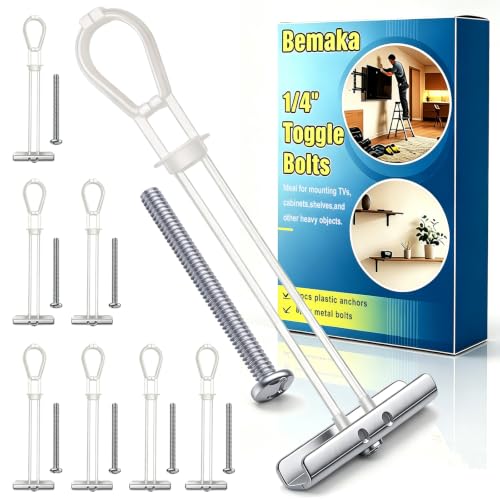 16Pcs 1/4-20 Toggle Bolts for Drywall, Drywall Anchor with Bolts Kit