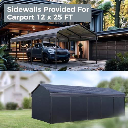 Image of GREEN PARTY 12x25 ft Metal Carport Heavy Duty Frame Canopy Garage Shelter