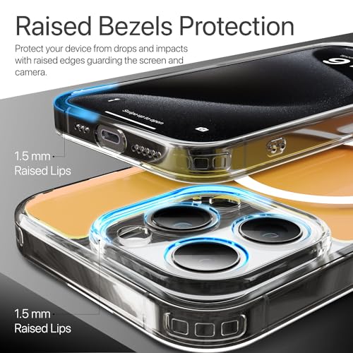 Image of Vaku Luxos TPU Eternity Magpro Back Cover Case For iPhone 15 Pro Max Scratch Resistant Slim Fit Protective Design Military-Grade Protection Compatible With Mag-Safe Wireless Charging-Yellow & Orange