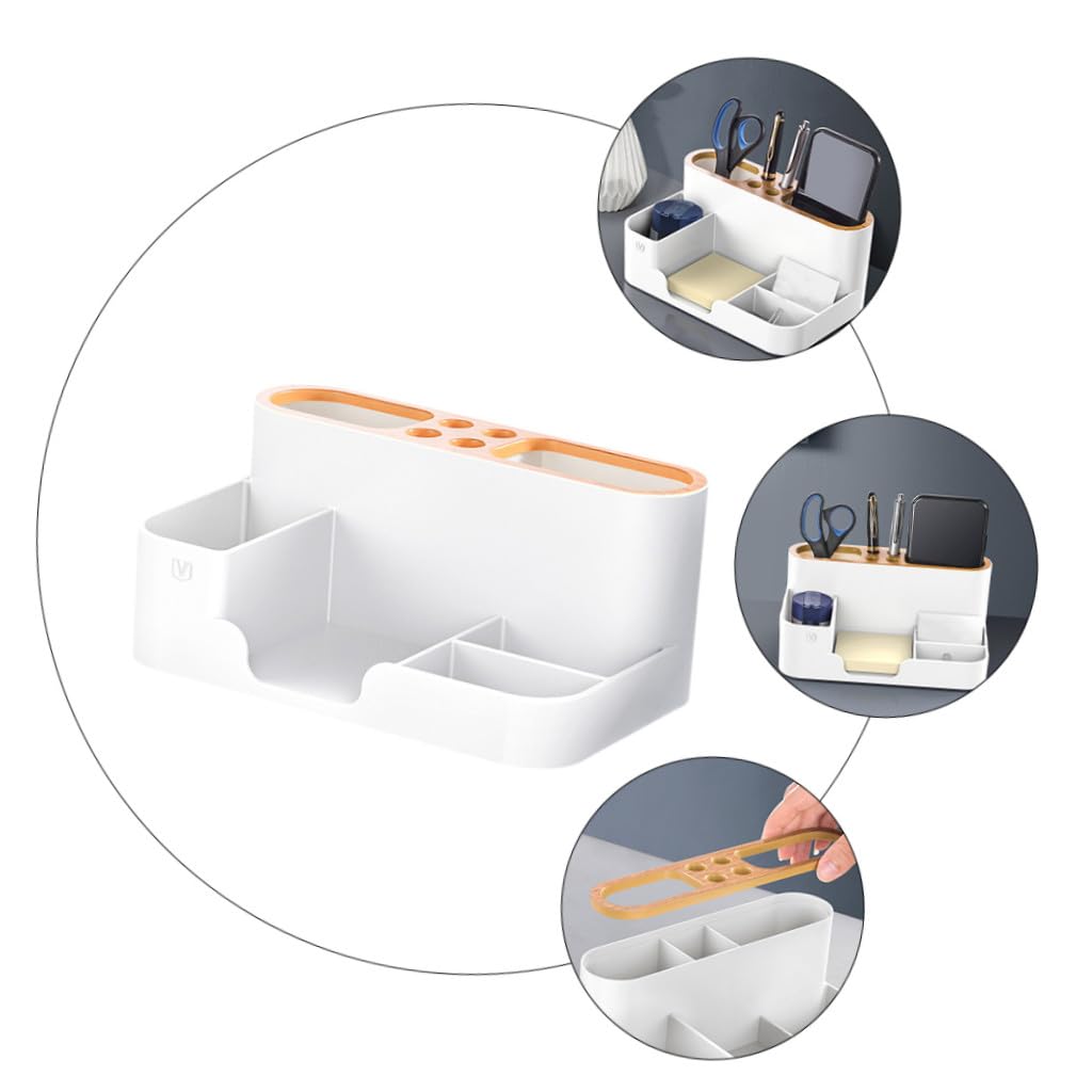 TEHAUX 2 Pezzi Scatola Porta Cancelleria Cestino Portaoggetti Portapenne Da Tavolo Organizzatore Piccolo Scrivania Per Portamatite Creativo Plastica Bianca