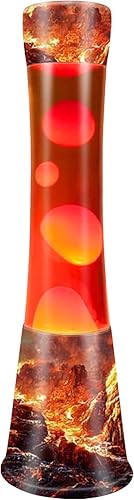 Luz nocturna para adultos y niños, lámpara de volcán de 16 pulgadas con cera roja líquida naranja, luz nocturna fresca para el hogar, dormitorio,
