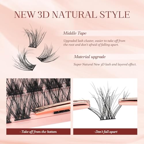 Higu clace Lash Extension Clusters Individual Lashes Soft DIY Eyelash Extensions Mixed Tray Eyelash Clusters Natural Look10-16mm — view 5