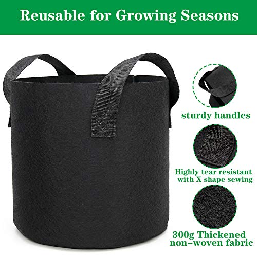 HOOPLE 6Pack 20 Gallon Grow Bags Garden Heavy Duty Non-Woven Aeration Plant Fabric Pot Potato Container Perfect for Potato,Strawberry,Chili,Carrot,Radish,Peanut and Other Vegetables(Black) (20 gallon) - Thumbnail 3