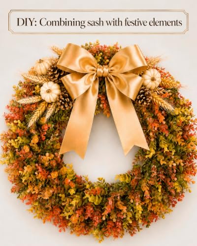 Image of DDHS 24 inch Fall Wreath for Front Door,Artificial Boxwood Autumn Wreath