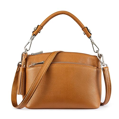S-ZONE Medium Genuine Leather Shoulder Bag for Women Crossbody Purse Top Handle Handbags