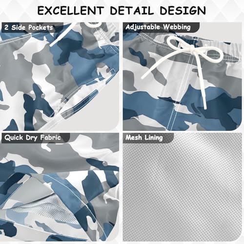 Boys Swim Trunks Gray Dark Blue Camouflage Toddler Swim Shorts Beach Board Shorts Swimsuit3