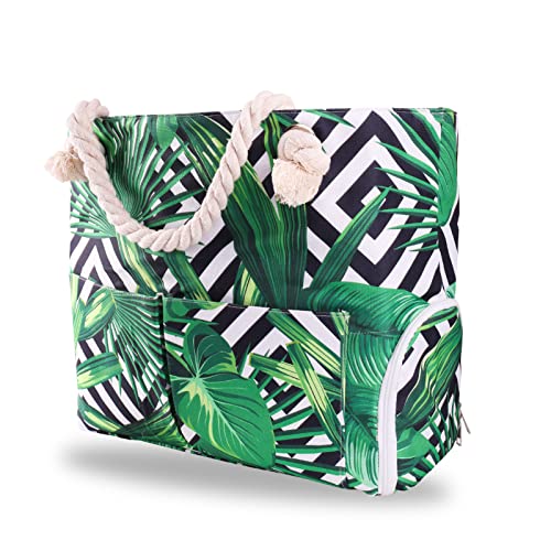 Beach Tote Bag For Women Man Tropical Palm Extra Large Waterproof Sandproof Accessories Xl Cloth Canvas Cotton Rope Travel Dry Bags Bolsa De Playa Mujer Zipper Pockets Pool Swim Boat Must Have Gift #TOP1