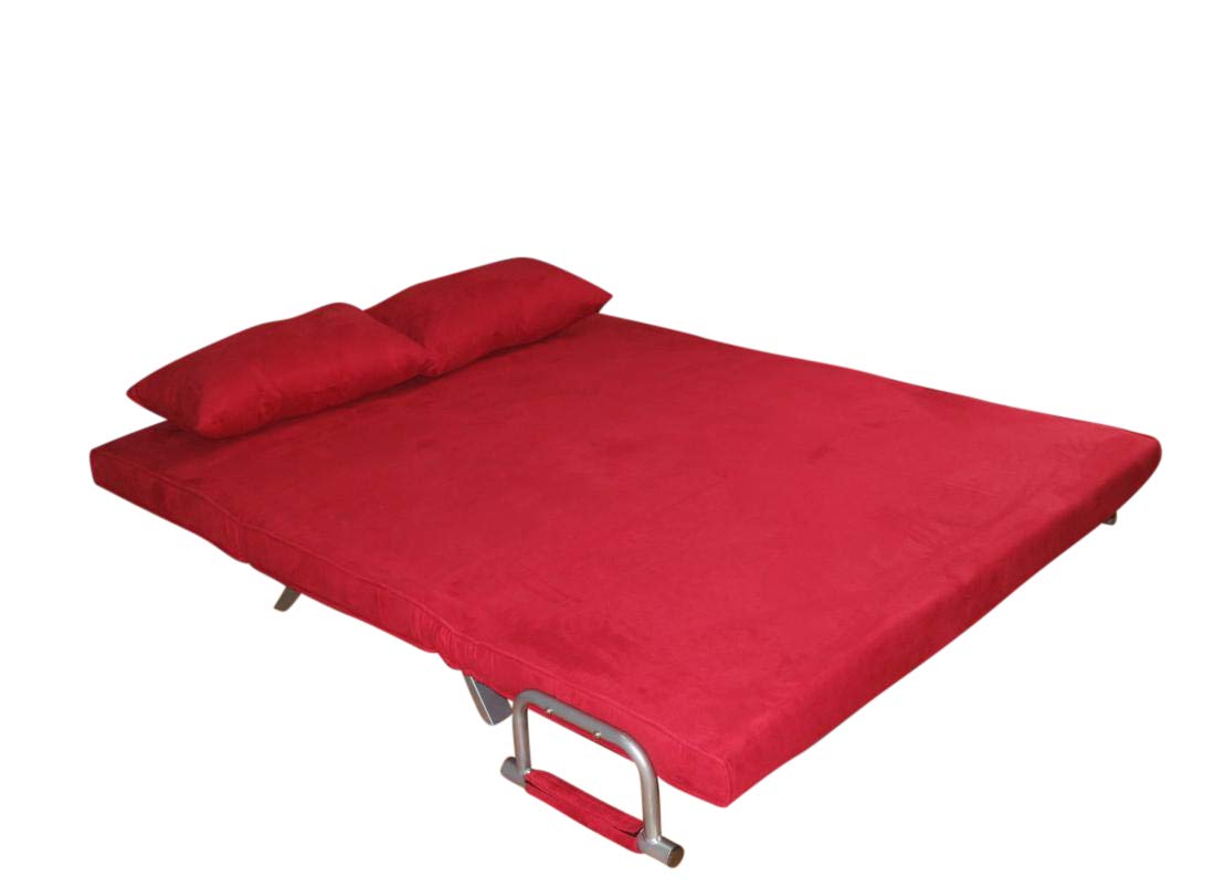 ITALFROM - Divano Letto 2 Posti (153x69x82cm) Divano Letto Matrimoniale Salvaspazio a Scomparsa, Due Posti con Telaio Solido in Acciaio con Imbottitura Comoda (Rosso)