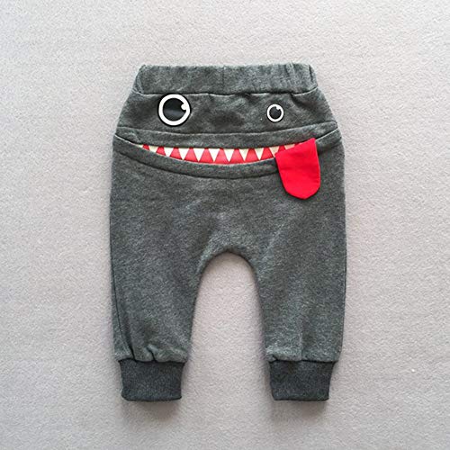 Toddler Kids Boys Girls Cartoon Monster Print Pull-On Pants Cute Animal Tongue Sweatpants Cotton Harem Trousers Gray #TOP6