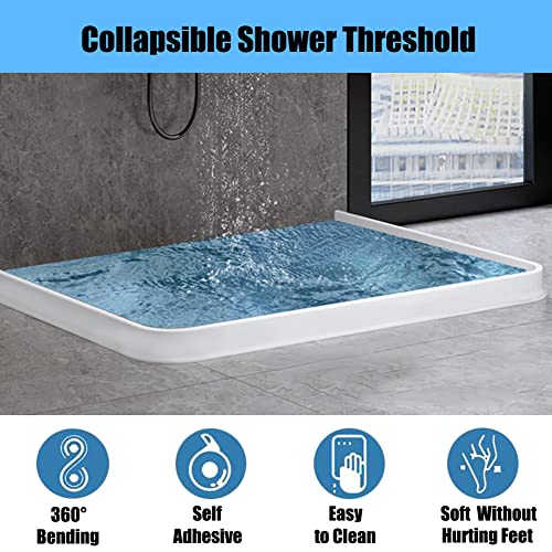39 Inch Collapsible Shower Water Dam,Shower Splash Guard,Bath Barrier Water Stopper Retention System For Bathroom And Kitchen #TOP2