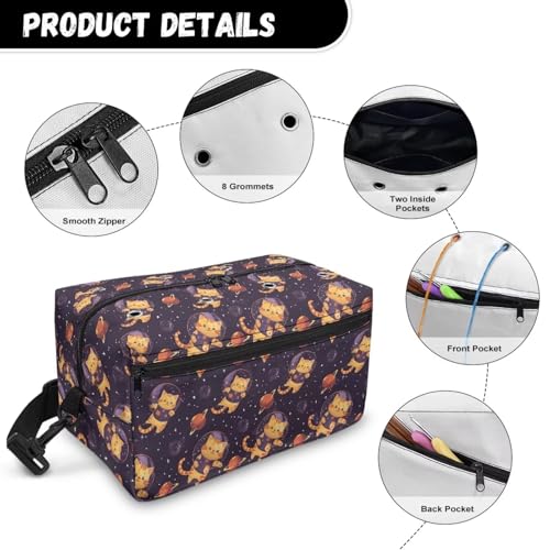 Image of Drnuikhe Crochet Bag Portable Knitting Bag for Yarn Skeins, Crochet Hooks, Knitting Needle Wooly Kitten Print