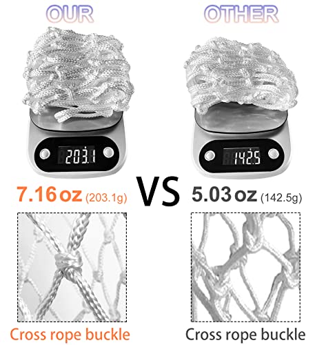 Basketball Net Outdoor,(7.16 oz) 12 Loops Professional Heavy Duty Basketball Net Replacement,All Weather Anti Whip, Suitable for Outdoor Standard 12 Loops Basketball Hoop - Image 3