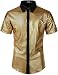 JOGAL Men's Dress Shirt Sequins Button Down Shirts 70s Disco Party Costume X-Large A353 Gold